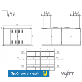 2КТПГС  1000/6/0,4-У1 с воздушным вводом  Комплектная двухтрансформаторная подстанция для городских